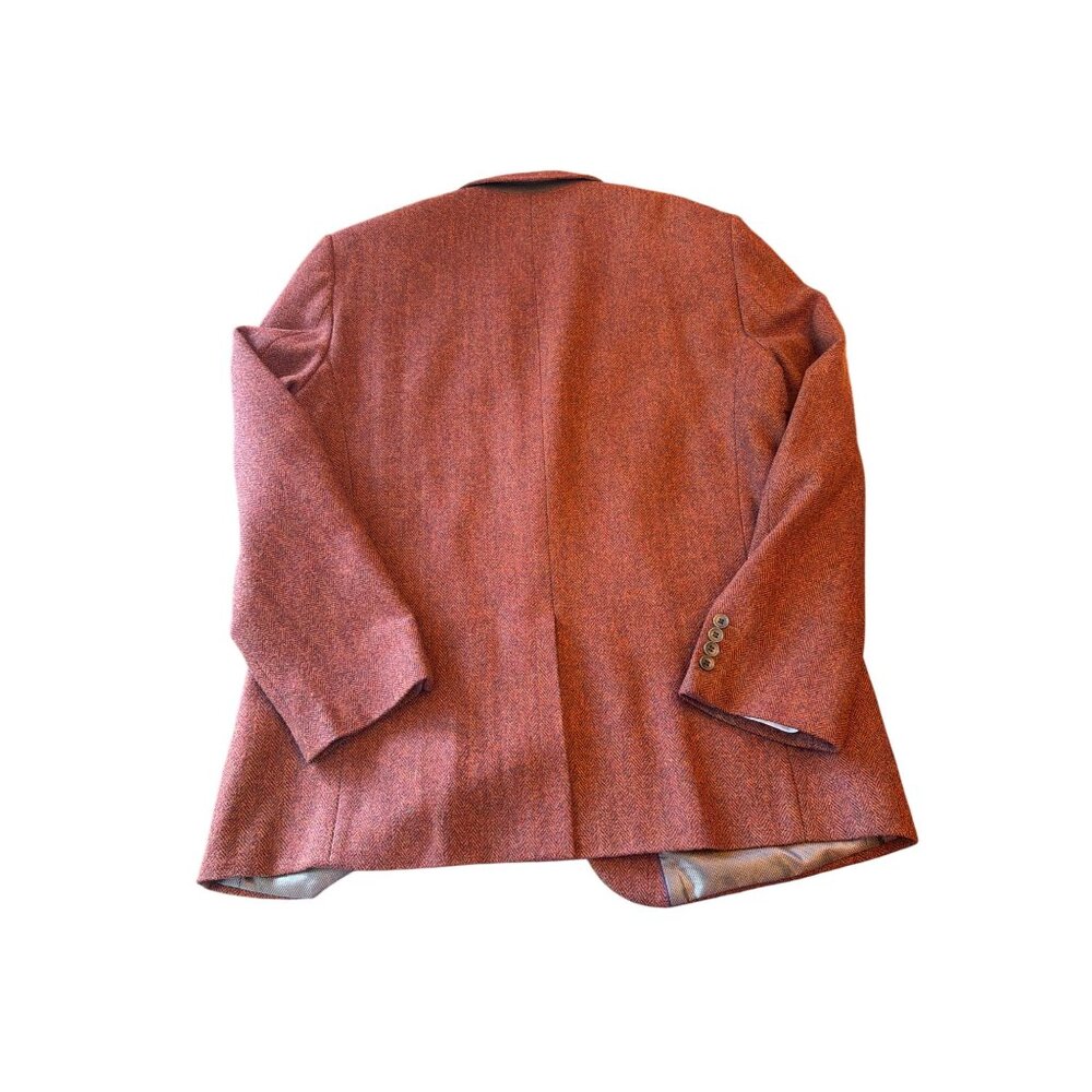 James Tattersall Mens 46L Wool Blend Rust Herringbone Blazer Jacket Modern - Picture 6 of 6